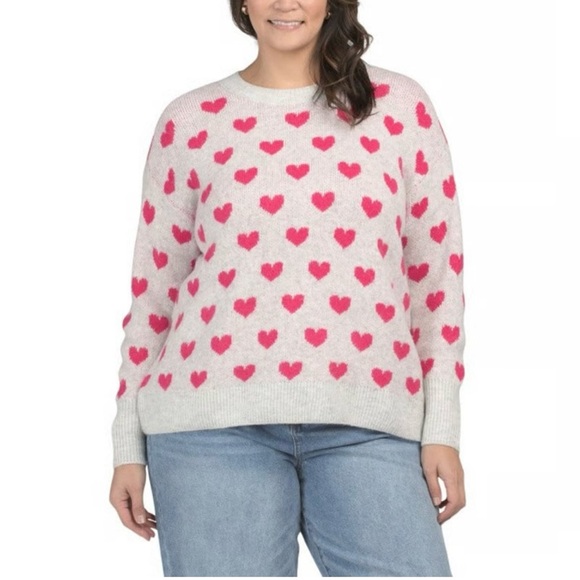CeCe Beige and Pink Heart Sweater - Picture 5 of 5